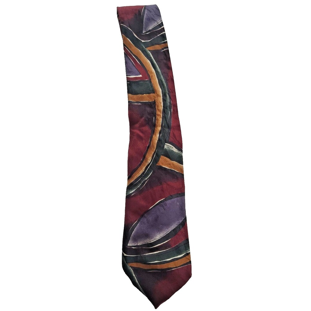 Vintage Issac Zelcer made in Italy Silk Tie  Abstract Art Design